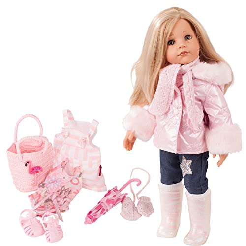Götz 1959093 Hannah All Year Round Puppe - 50 cm große Stehpuppe, Blonde Haare, steingraue Augen - 16-teiliges Set von Götz