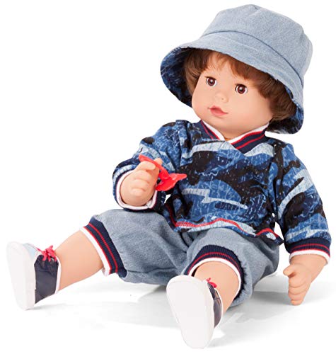 Götz 2027100 Maxy Muffin Fashionisto Puppe - 42 cm große Babypuppe mit braunen Schlafaugen, braune Haare und Weichkörper - Weichkörperpuppe in 8-teiligen Set von Götz