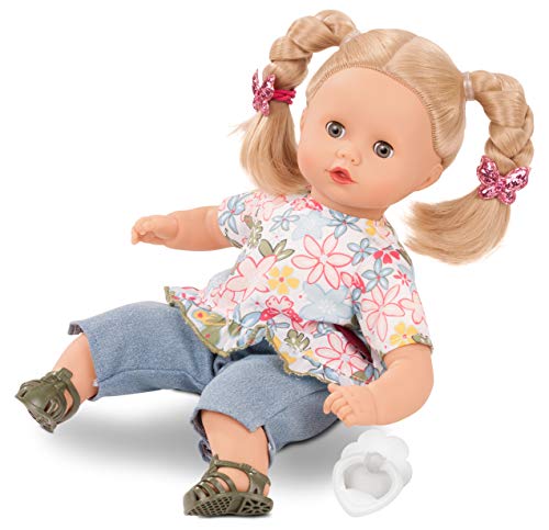 Götz 2120944 Muffin Minimaxi Puppe - 33 cm große Babypuppe mit blauen Schlafaugen, Blonde Haare und Weichkörper - Weichkörperpuppe in 8-teiligen Set von Götz