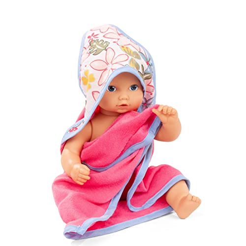 Götz 2153042 Aquini Girl Minimaxi Puppe - 33 cm Badepuppe ohne Haare mit blauen gemalten Augen - 7-teiliges Set mit Schnuller - Babypuppe ab 18 Monaten von Götz