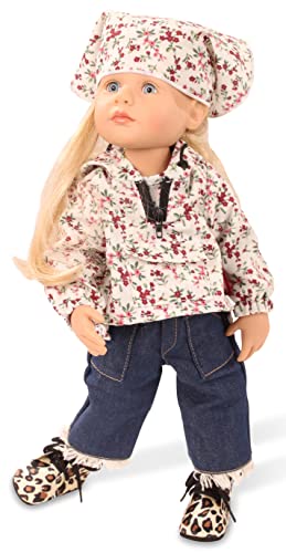 Götz 2211026 Little Kidz Grete Puppe - 36 cm große Multigelenk-Stehpuppe mit blonden Haaren und blauen Augen - 13-teiliges Set von Götz