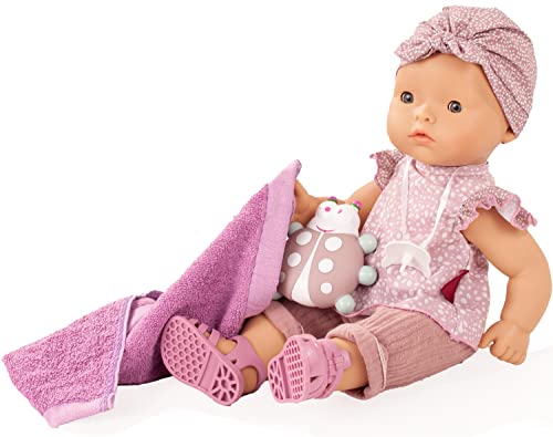 Götz 2218046 Maxy Aquini Soft Mood Badepuppe - 42 cm Puppe - ohne Haare, Blaue Schlafaugen - 9-teiliges Set - Mädchen-Babypuppe von Götz