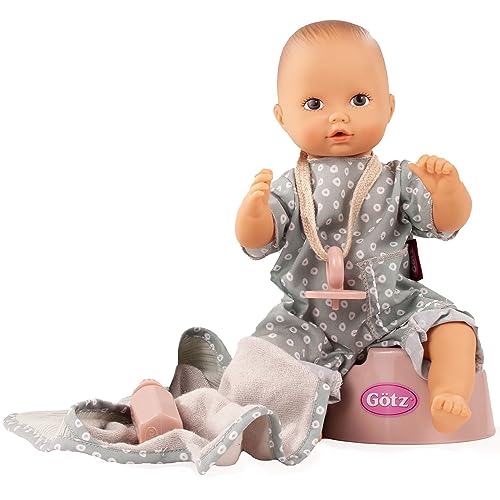 Götz 2253045 Aquini Girl Avocado Puppe - 33 cm Badepuppe ohne Haare mit braunen gemalten Augen - 6-teiliges Set mit Schnuller - Babypuppe ab 18 Monaten von Götz