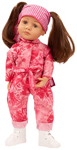 Götz 2311030 Little Kidz Grete Puppe - 36 cm große Multigelenk-Stehpuppe mit braunen Haaren und steingrauen Augen - 6-teiliges Set von Götz