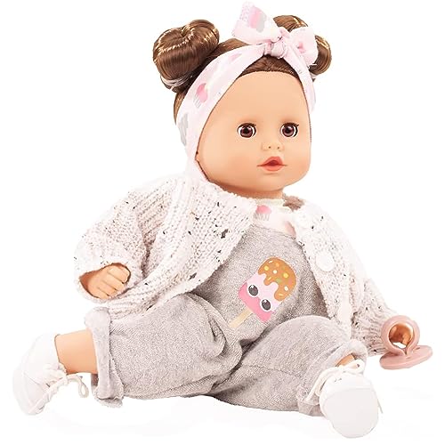 Götz 2320954 Muffin Popsicle Puppe - 33 cm große Babypuppe mit braunen Schlafaugen, braune Haare und Weichkörper - Weichkörperpuppe in 8-teiligen Set von Götz