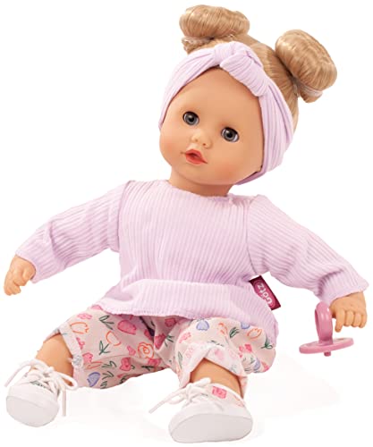 Götz 2320955 Muffin BliBlaBlume Puppe - 33 cm große Babypuppe mit blauen Schlafaugen, Blonde Haare und Weichkörper - Weichkörperpuppe in 7-teiligen Set von Götz