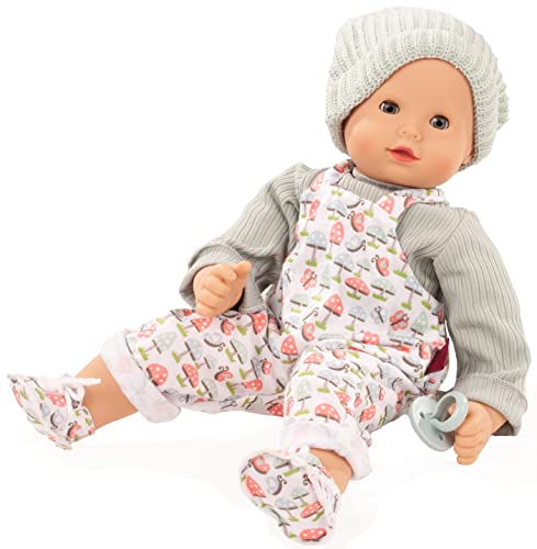 Götz 2327916 Maxy Muffin Glückspilz Puppe - 42 cm große Babypuppe mit blauen Schlafaugen, ohne Haare und Weichkörper - Weichkörperpuppe in 7-teiligen Set von Götz