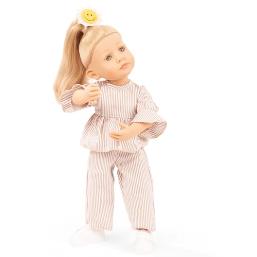Götz 2411036 Little Kidz Lotta Sunshine Puppe - 36 cm große Multigelenk-Stehpuppe mit blonden Haaren und grauen Augen - 6-teiliges Set von Götz