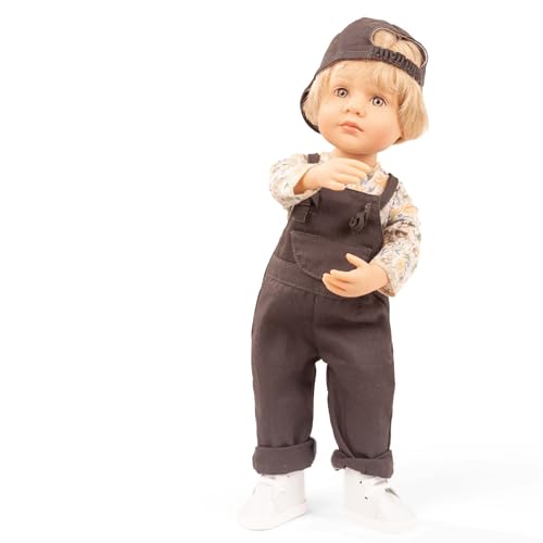 Götz 2411037 Little Kidz Junge Max Puppe - 36 cm große Multigelenk-Stehpuppe mit blonden Haaren und steingrauen Augen - 6-teiliges Set von Götz