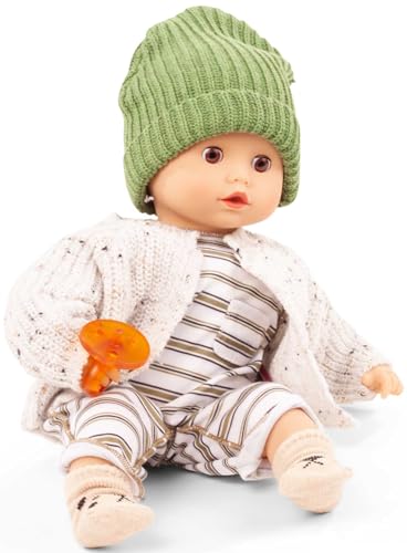 Götz 2420562 Muffin Baby Urban Stripes Puppe - 33 cm große Babypuppe mit braunen Schlafaugen, ohne Haare - Weichkörper-Puppe in 7-teiligen Set - geeignet ab 18 Monaten von Götz