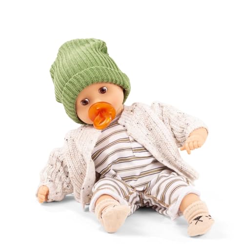 Götz 2420562 Muffin Baby Urban Stripes Puppe - 33 cm große Babypuppe mit braunen Schlafaugen, ohne Haare - Weichkörper-Puppe in 7-teiligen Set - geeignet ab 18 Monaten von Götz