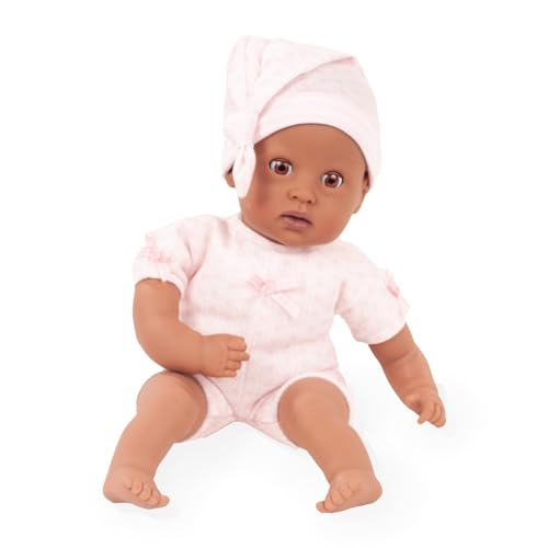 Götz 2420863 Muffin to Dress Puppe - 33 cm große Babypuppe mit braunen Schlafaugen, ohne Haare mit Mütze - Weichkörper-Puppe ab 18 Monaten von Götz