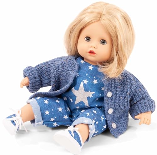 Götz 2420958 Muffin Mein Stern Puppe - 33 cm große Babypuppe mit blauen Schlafaugen, Blonde Haare und Weichkörper - Weichkörperpuppe in 7-teiligen Set von Götz