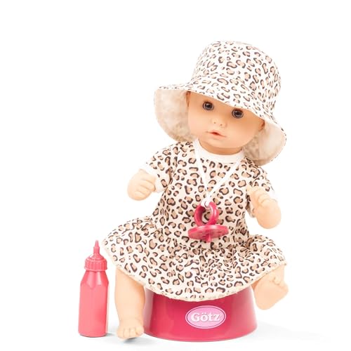 Götz 2453153 Sleepy Aquini Mädchen Cats - 33 cm große Badepuppe mit braunen Schlafaugen, ohne Haare in 7-teiligem Set - Babypuppe ab 18 Monaten von Götz