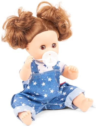 Götz 2453255 Sleepy Aquini Mein Stern - 33 cm große Badepuppe mit braunen Schlafaugen, braune Haare in 4-teiligem Set - Babypuppe ab 3 Jahren von Götz