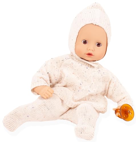Götz 2520564 Muffin Baby Alles Strick Puppe - 33 cm große Babypuppe mit braunen Schlafaugen, ohne Haare und Weichkörper - Weichkörperpuppe in 5-teiligen Set von Götz