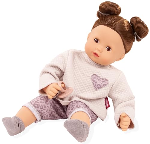 Götz 2527122 Maxy Muffin Graue Katze Puppe - 42 cm große Babypuppe mit braunen Schlafaugen, braune Haare und Weichkörper - Weichkörperpuppe in 9-teiligen Set von Götz