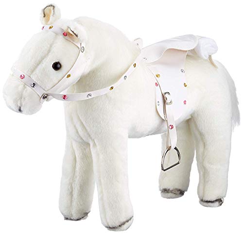 Götz 3401485 Weißer Blitz Pferde-Puppe - biegsames Plüschpferd mit Soundchip für Stehpuppen - für Kinder ab 3 Jahren von Götz