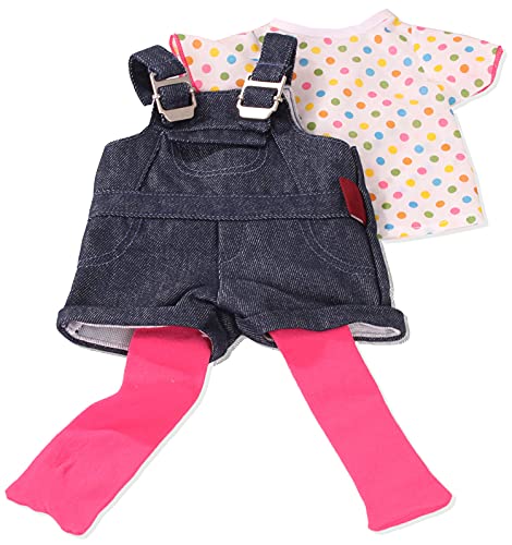 Götz 3402053 Kombination Latzhose Shorty - Jeanslatzhosen-Set Puppenbekleidung Gr. XL - 3-teiliges Bekleidungs- Zubehörset für Stehpuppen 45-50 cm von Götz