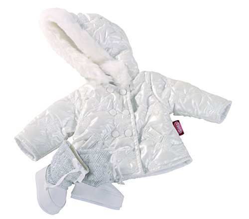 Götz 3402186 Kombination Silberschleifchen - Steppjacke Puppenbekleidung - Gr. XL - 3-teiliges Bekleidungs- und Zubehörset für Stehpuppen 45 - 50 cm von Götz