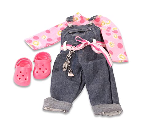 Götz 3402191 Kombination Denim Latzhose Charming - Set Puppenbekleidung Gr. XL - 6-teiliges Bekleidungs- und Zubehörset für Stehpuppen von 45 - 50 cm von Götz