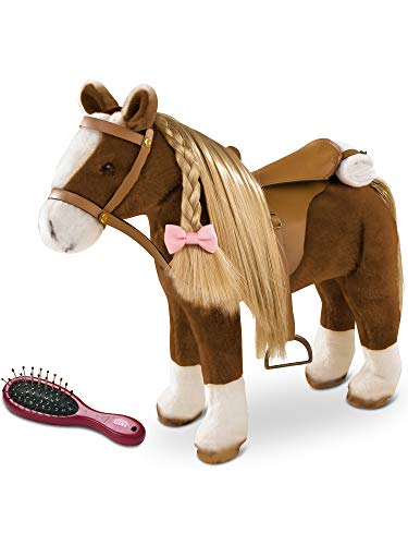 Götz 3402375 Brown Beauty Kämmpferd - braunes Plüschpferd mit einem Stockmaß von ca. 37 cm und Einer gesamten Höhe von ca. 52 cm für Stehpuppen - für Kinder ab 3 Jahren von Götz