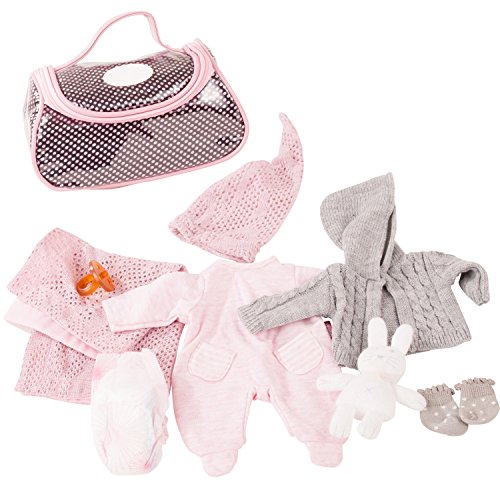 Götz 3402832 Großes Babyset Cosy Rabbit Gr. S - 10-teiliges Bekleidungs- und Zubehörset für Babypuppen mit Einer Größe von 30-33 cm von Götz