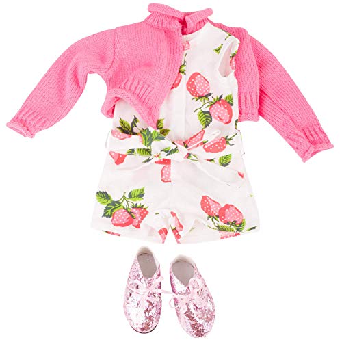 Götz 3402845 Kombination Berries Jumpsuit - Puppenbekleidung Gr. XL - 4-teiliges Bekleidungs- und Zubehörset für Stehpuppen 45-50 cm von Götz