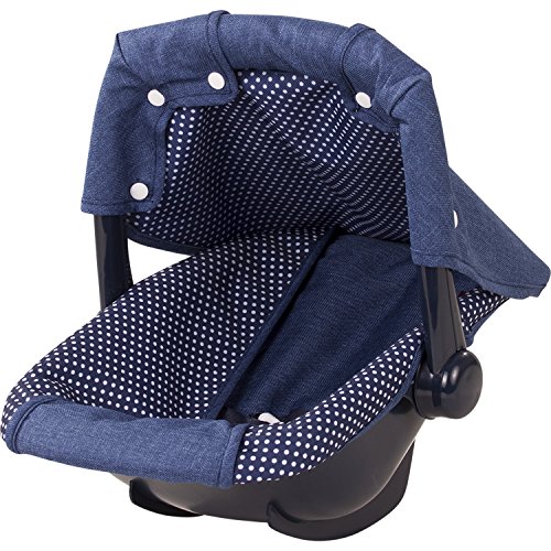 Götz 3402941 Puppen Babytrage & Autositz Denim & Spots (36 x 40 x 29 cm) - Puppentrage für alle Babypuppen von 30 cm bis 46 cm und Stehpuppen von 45 cm bis 50 cm von Götz