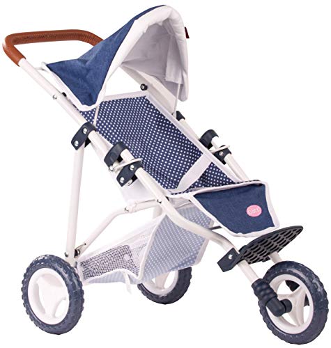 Götz 3403081 3-Rad Puppen-Buggy Denim Dots Puppenwagen - passend für alle Götz Puppen bis 50 cm mit Aufbewahrungskorb und verstellbarem Verdeck Götz 3403081 3-Rad Puppen-Buggy Denim Dots Puppenwagen - passend für alle Götz Puppen bis 50 cm mit Aufbewahrungskorb und verstellbarem Verdeck von Götz