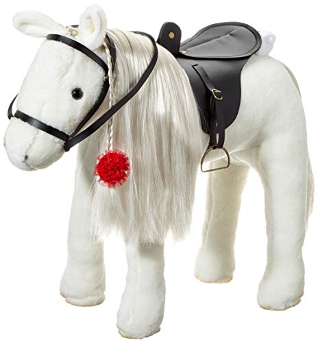 Götz 3403087 Lipizzaner Kämmpferd (Stockmaß 37 cm) - weißes Plüschpferd, Höhe ca. 52 cm für Stehpuppen - mit Sattel, Zaumzeug und Picknickdecke von Götz