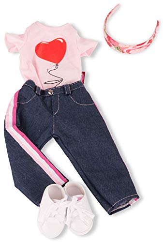 Götz 3403154 Kombination Jeans in Style - Puppenbekleidung Gr. XL - 5-teiliges Bekleidungs- und Zubehörset für Stehpuppen 45-50 cm von Götz