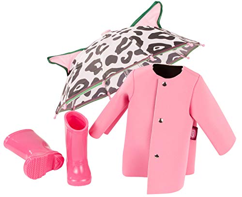 Götz 3403185 Puppen-Set Pink Rain - Puppenkleidung für Babypuppen Gr. M von 42 - 46 cm und Stehpuppen Gr. XL von 45 - 50 cm - 4-teiliges Set von Götz