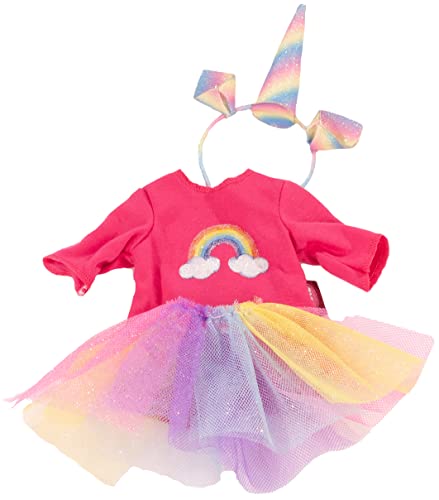 Götz 3403409 Kombination Rainbow Einhorn - Puppenbekleidung Gr. S/XM - 3-teiliges Bekleidungs- und Zubehörset für Babypuppen von 30-33 cm & Stehpuppen 36 cm von Götz