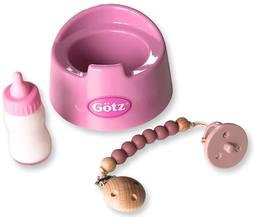 Götz 3403643 Babypuppen Basic Set Soft Mood - 4-teilige Grundausstattung als Zubehör-Set für Puppen der Größen S (30-33 cm) und L (48 cm) von Götz