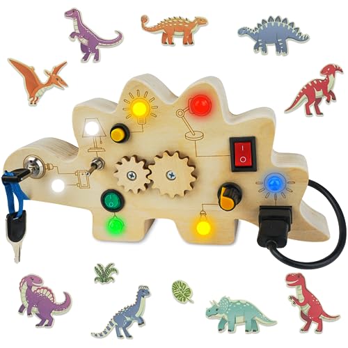 Goffii Montessori Spielzeug, Kinder Activity Busy Board Dinosaurier Spielzeug ab 1 2 3 4 Jahre, Sensorisches Holzspielzeug, Lichtschalter Lernspielzeug Motorikspielzeug für Kleinkinder Jungen Mädchen Goffii Montessori Spielzeug, Kinder Activity Busy Board Dinosaurier Spielzeug ab 1 2 3 4 Jahre, Sensorisches Holzspielzeug, Lichtschalter Lernspielzeug Motorikspielzeug für Kleinkinder Jungen Mädchen von Goffii
