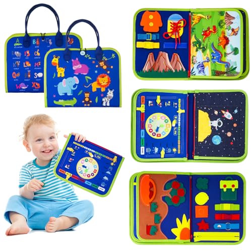 Montessori Spielzeug, Kleinkinder Spielzeug ab 1 2 3 4 Jahre Junge Mädchen Baby Geschenk Sensorisches Busy Board, Motorikspielzeug, Grundkenntnisse Lernspielzeug, für Auto, Flugzeug, Reise - Blau Montessori Spielzeug, Kleinkinder Spielzeug ab 1 2 3 4 Jahre Junge Mädchen Baby Geschenk Sensorisches Busy Board, Motorikspielzeug, Grundkenntnisse Lernspielzeug, für Auto, Flugzeug, Reise - Blau von Goffii