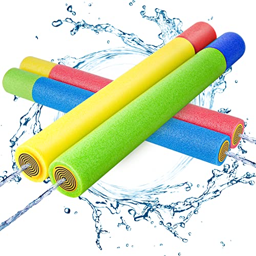 Gofimyee Wasserpistole Schaumstoff Kinder - Bunt Wasserspritze Wasserspielzeug 4er Set 38cm Pool Spielzeug 35 Feet Reichweite, Spritzpistole Wasser für Jungen und Mädchen von Gofimyee