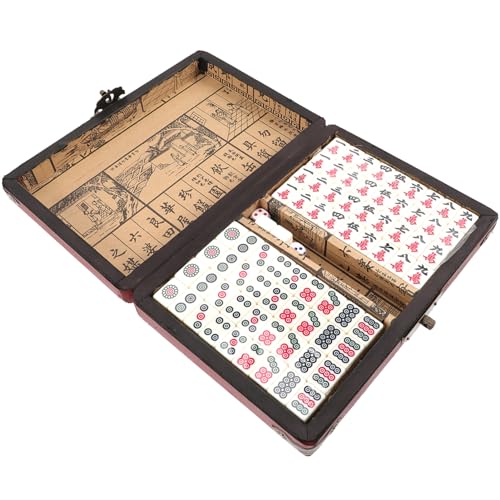 Gogogmee 1 Satz Kompaktes Mahjong Set Tragbares Mahjong Kit mit Vollständigem Zubehör für Reisen und Partys Englischer Anleitung und Hochwertiger Verarbeitung von Gogogmee