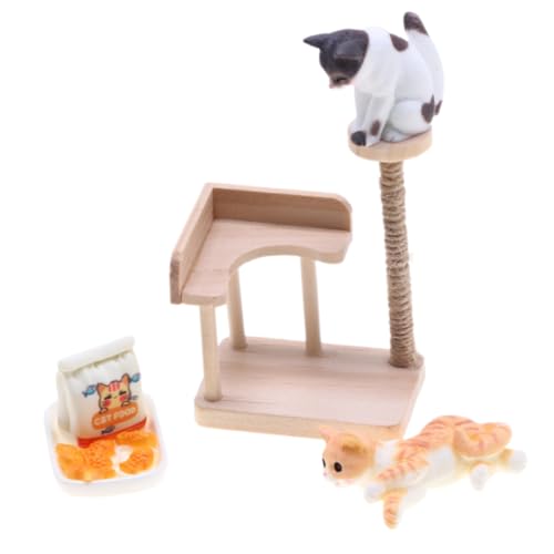 Gogogmee 1 Satz Miniatur Katzenbaum Modell Puppenhaus Zubehör für Katzenliebhaber Kreative Deko für DIY Miniaturszenen und für Puppenhäuser und Wohnaccessoires von Gogogmee
