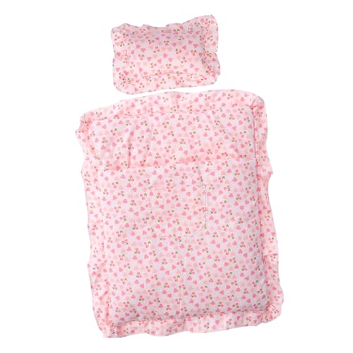 Gogogmee 1 Satz Miniaturbettwäsche für Puppenhaus Schlafsack mit Erdbeer Muster Dekoratives Zubehör für Schlafzimmer Handgefertigte Puppenbettwäsche Süßes Design für Miniaturszenen von Gogogmee