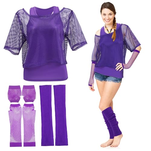 Gogogmee 1 Set Netzoberteil: Netz-Party-Outfit Im 80er-Jahre-Stil Für Damen – Atmungsaktive Netzweste, Handschuhe Und Beinwärmer Für Zirkusfestivals Und Halloween-kostüme Gogogmee 1 Set Netzoberteil: Netz-Party-Outfit Im 80er-Jahre-Stil Für Damen – Atmungsaktive Netzweste, Handschuhe Und Beinwärmer Für Zirkusfestivals Und Halloween-kostüme von Gogogmee