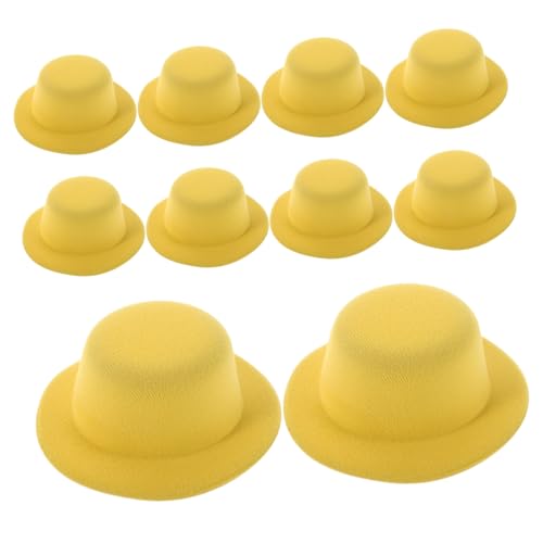 Gogogmee 10 Stück Mini Hüte für Puppen und Haustiere Kleine Gelbe Bowler Caps DIY Bastelzubehör für Partydekorationen Haarschmuck und Kreative Handarbeiten von Gogogmee