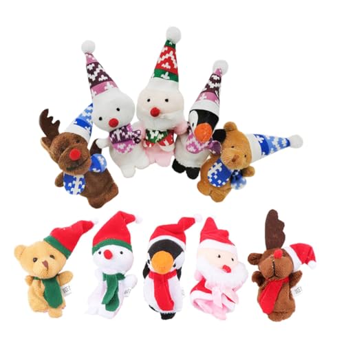 Gogogmee 10 Stück Teiliges Bunte Weihnachts Fingerpuppen aus Stoff Niedliche Tier und Cartoon Motive Pädagogische Story Puppets für Kleinkinder für Familienzeit und Kreative Kinderspiele von Gogogmee
