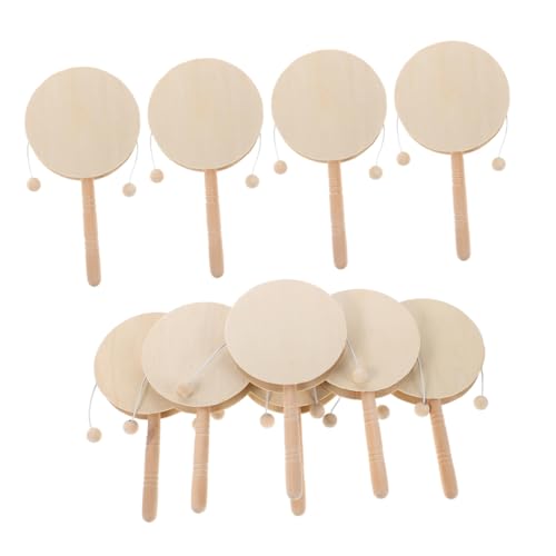 Gogogmee 10 Stück Teiliges Holz Rassel Trommel DIY Blanko Shaking Toy Percussion Instrument für Bemalen und Basteln Sicher und Langlebig für Kreative Kunst und Gruppenaktivitäten von Gogogmee