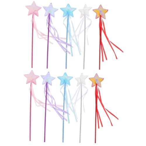 Gogogmee 10 Stück Teiliges Kreative Fünfzackiger Stern Feenstäbe für Halloween Party für Mädchen und Fantasy Kostüme von Gogogmee