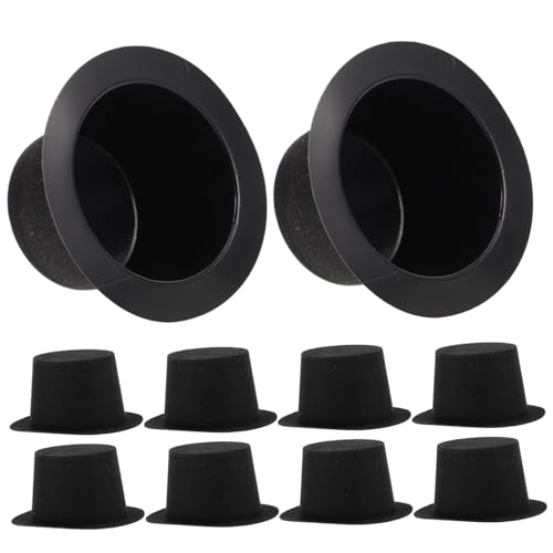 Gogogmee 10 Stück Teiliges Mini Top Hats aus Kunststoff Schwarze Mini Hüte für DIY Weihnachtsdekoration Puppenhaus Cake Topper Party Supplies Vielseitige Bastel und Fotorequisiten für von Gogogmee