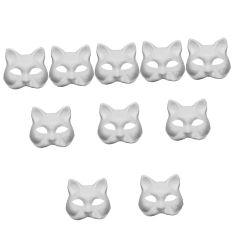 Gogogmee 10 Stück Teiliges Weiße DIY Masken aus Umweltfreundlichem Papierpulp Bemalbare Katzen Gesichtsmaske Leichte Cosplay Accessoires für Maskenball Karneval Halloween und Partys Gogogmee 10 Stück Teiliges Weiße DIY Masken aus Umweltfreundlichem Papierpulp Bemalbare Katzen Gesichtsmaske Leichte Cosplay Accessoires für Maskenball Karneval Halloween und Partys von Gogogmee