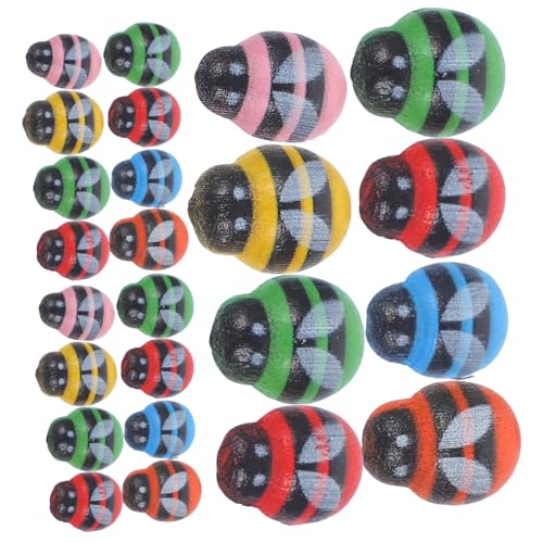 Gogogmee 100 Stück Holz Bienen Aufkleber Selbstklebend Stabile DIY Bienenverzierungen für Scrapbooking Shower Dekoration Bastelbedarf Bunte Handgefertigte Bienenmotive von Gogogmee