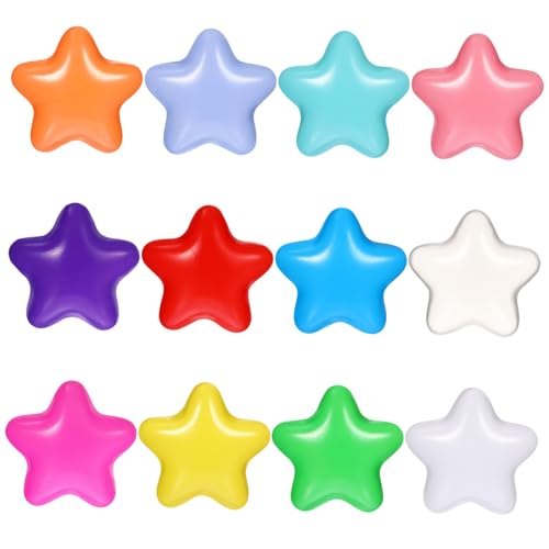 Gogogmee 100 Stück Teiliges Bunte Plastikspielbälle mit Sternmuster für Sichere für Kleine Hände für Bällebad Indoor Spielplatz und Kindergeburtstag Fördert Motorik und Koordination von Gogogmee